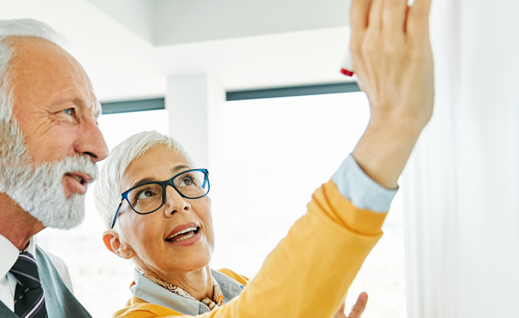 Illustration man and woman in office